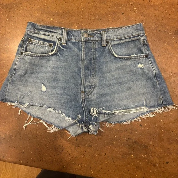 Reformation Dixie High Rise Denim Shorts Size 27 | Cut LY432 Raw Hem Jean Shorts - Picture 2 of 6